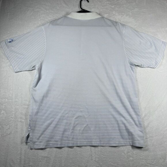 Fairway Greene Polo Shirt Mens Large White Striped Golf‎ Casual Logo - Picture 6 of 12